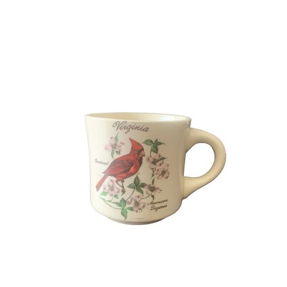 Vintage Virginia Souvenir Coffee Mug Cardinal American Dogwood Design Classic - Picture 6 of 13
